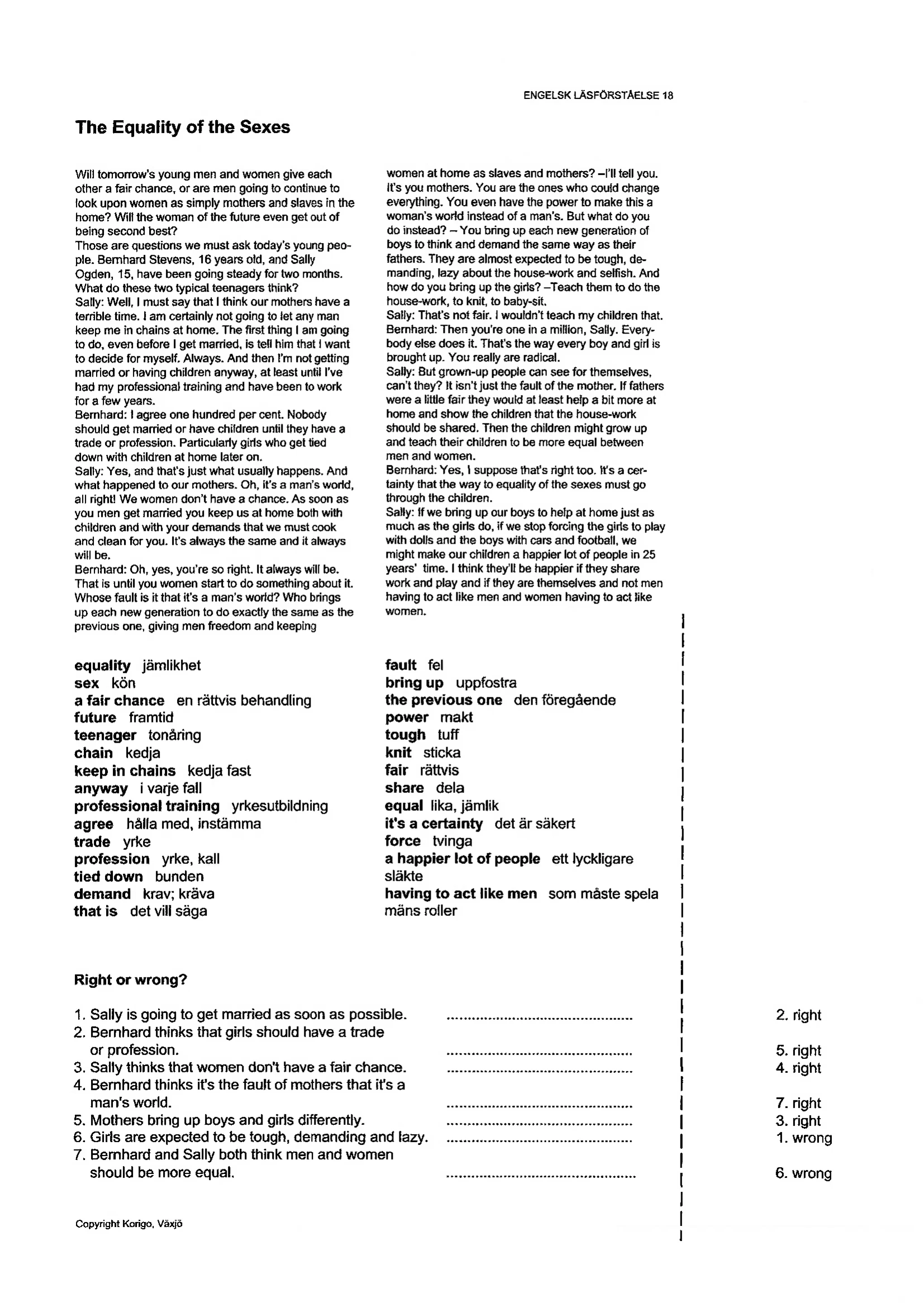Exempel Engelsk läsförståelse