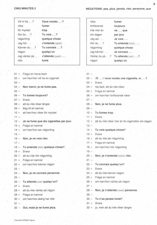 exempel cinq minutes