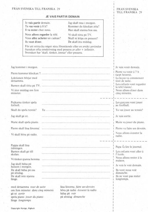 exempel från svenska till franska